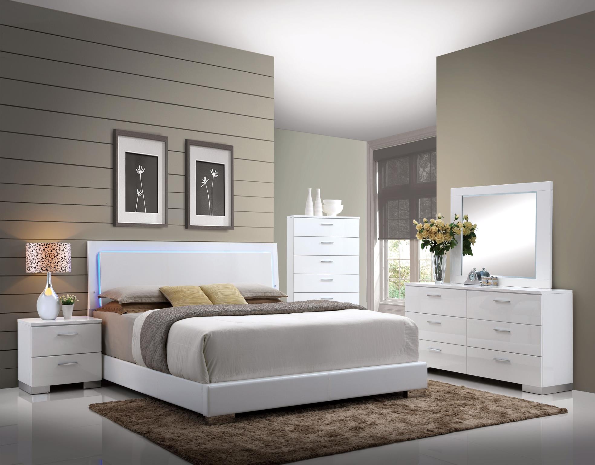 Bed with best sale led light headboard